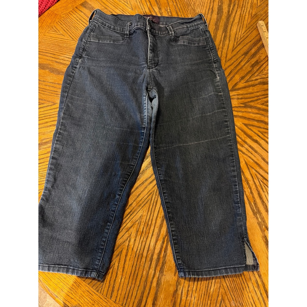 NYDJ Not Your Daughters Jeans Women 10 Dark Wash Lift Tuck Capri Cropped Jeans